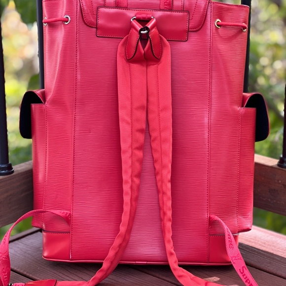 CLEAN LOUIS VUITTON Supreme Epi Christopher PM Backpack Leather Red - Picture 2 of 5